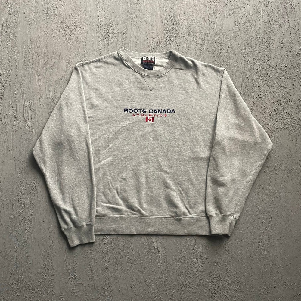 Vintage Roots Canada Athletics Sweatshirt Men Large Gray 90s Roots